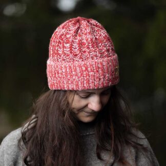 Lambswool Beanie - Cream/Red