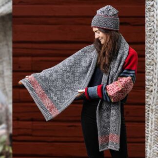 Krabbasnår Shawl - Charcoal / grey / red