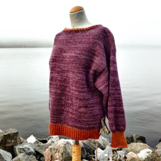 Crochet Neck Lambswool Jumper - Aubergine